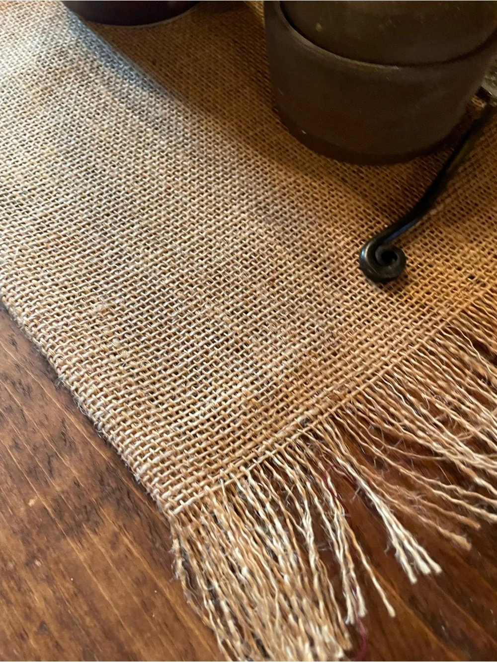 Handmade lg burlap table runner
